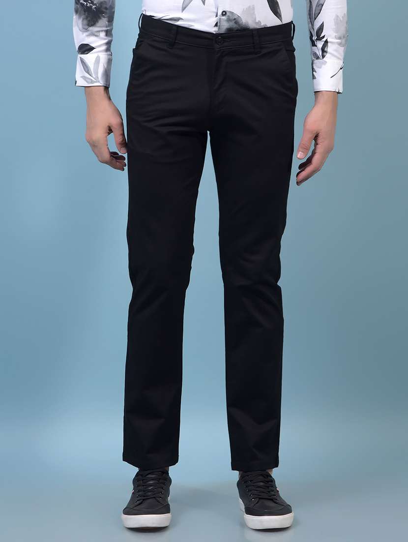 men solid mid rise flat front casual chinos 