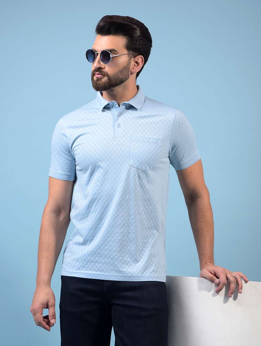 men self design short sleeve slim fit polo t-shirt