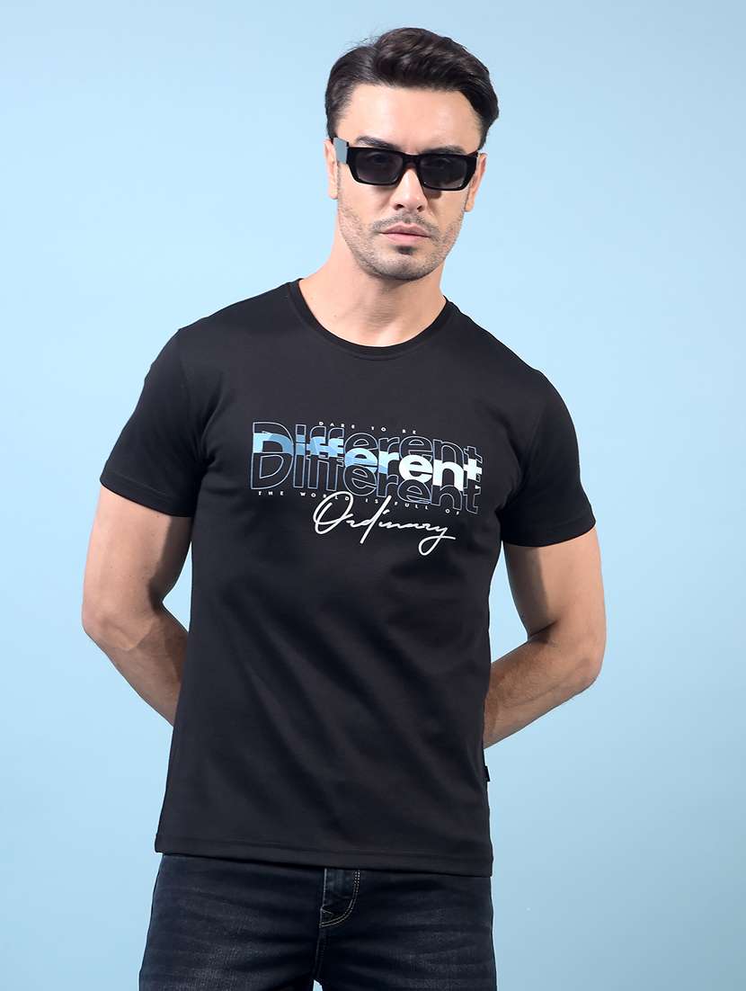 men chest print short sleeve slim fit t-shirt