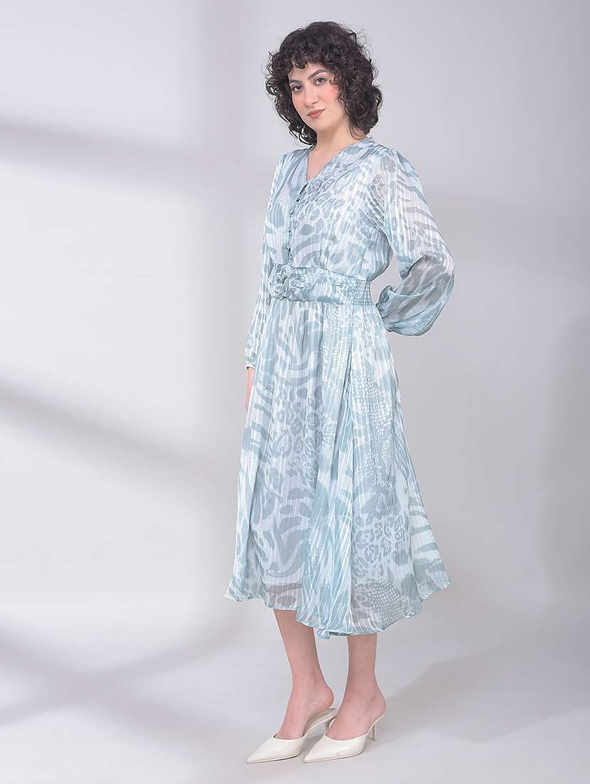 women animal print puff sleeves fit & flare dress - 21933956 -  Standard Image - 3