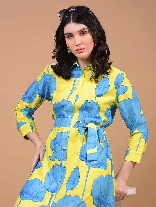 women floral printed collared shirt dress - 21933958 - Standard Image - 0