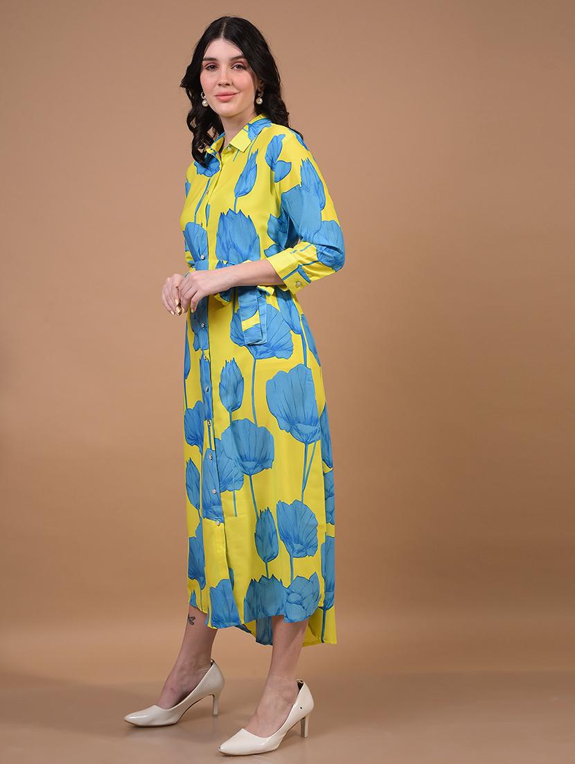 women floral printed collared shirt dress - 21933958 - Standard Image - 3