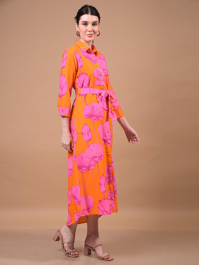 women floral printed collared shirt dress - 21933959 - Standard Image - 3