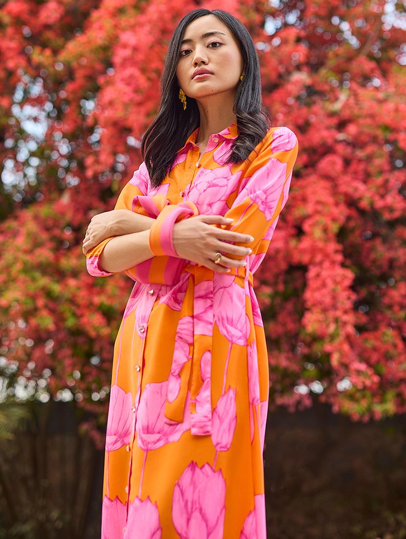 women floral printed collared shirt dress - 21933959 - Standard Image - 5