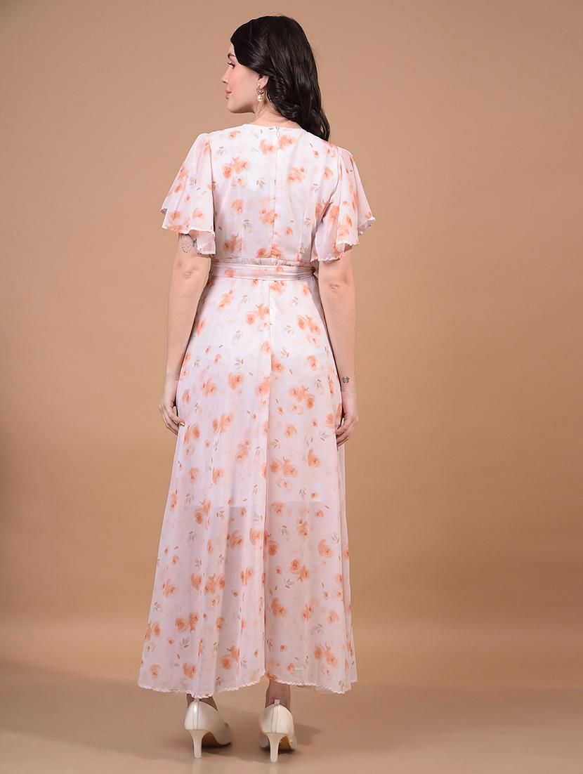 women floral printed flared sleeves fit & flare dress - 21933962 - Standard Image - 3