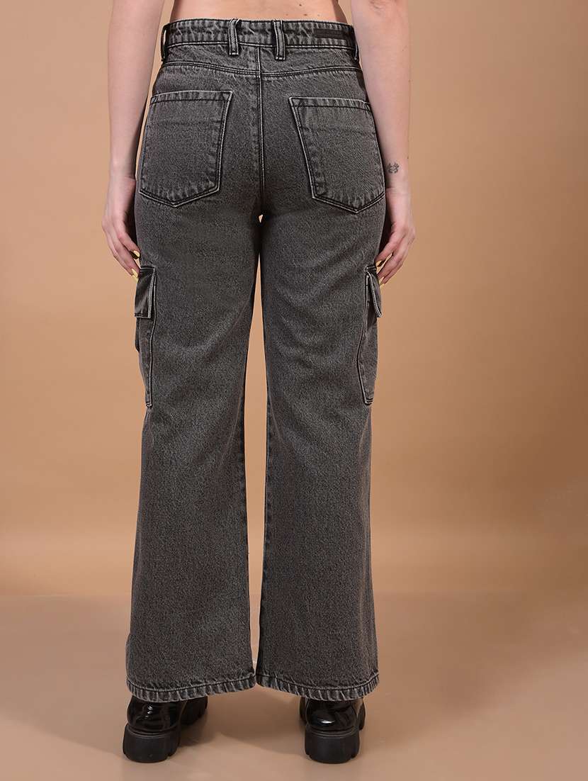women solid mid rise denim cargo - 21933970 -  Standard Image - 3