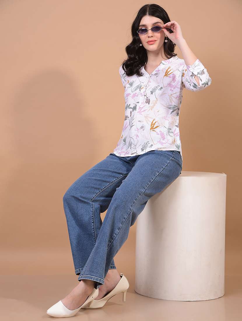 women solid high rise straight fit jean - 21933972 - Standard Image - 5