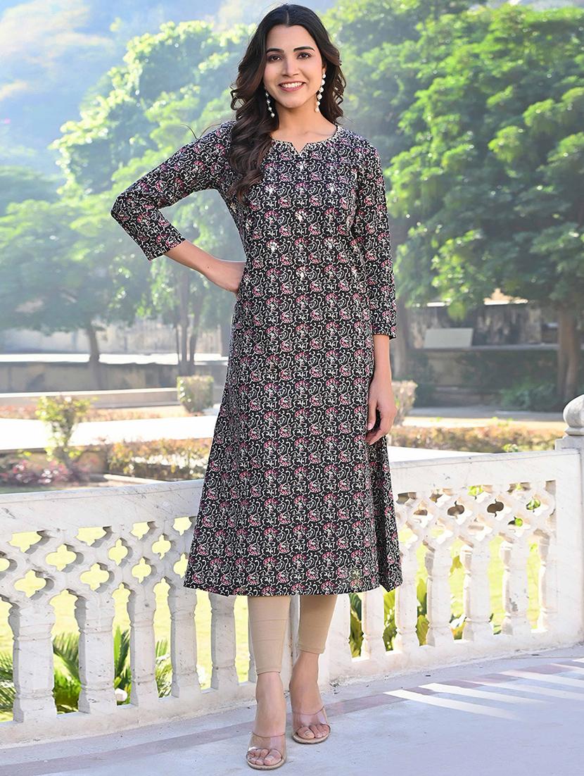 women three quarter sleeve a-line kurta - 21933984 - Zoom Image - 0