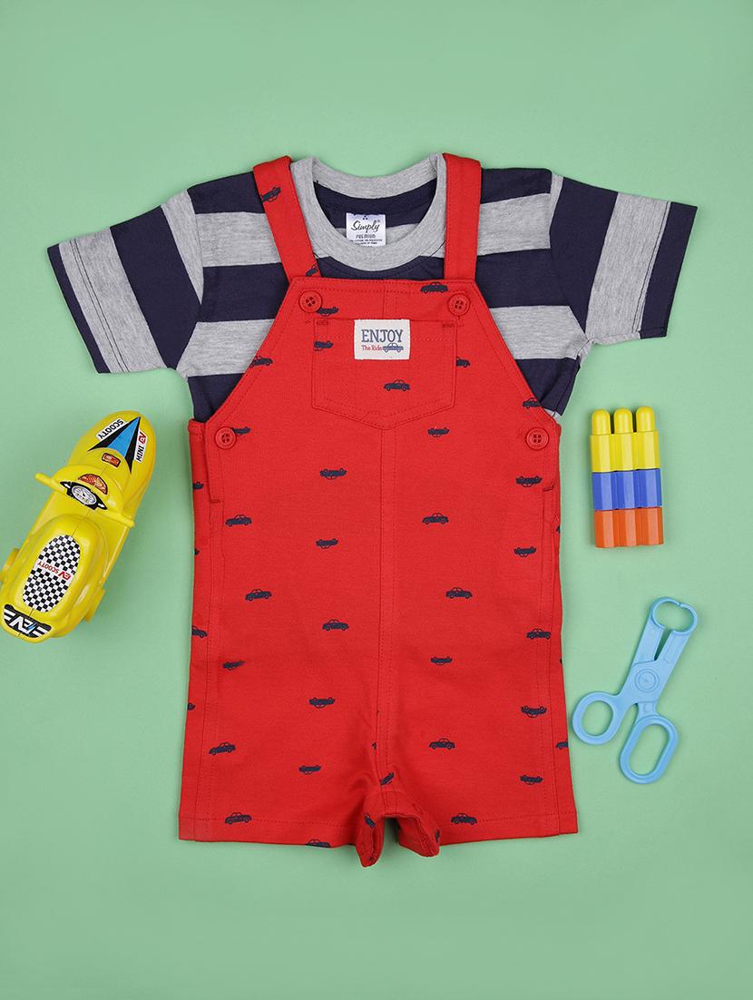 boys printed t-shirt & dungaree twin set - 21934039 - Zoom Image - 0