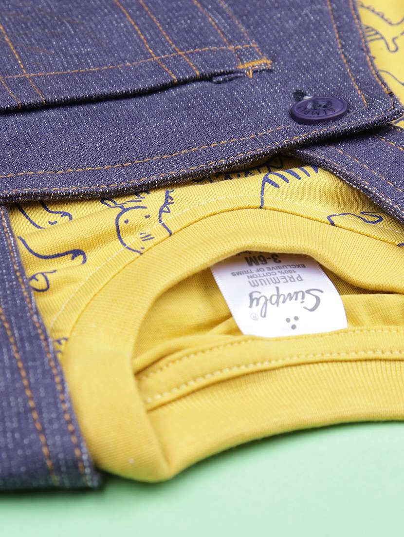 boys printed t-shirt & dungaree twin set - 21934079 -  Standard Image - 3