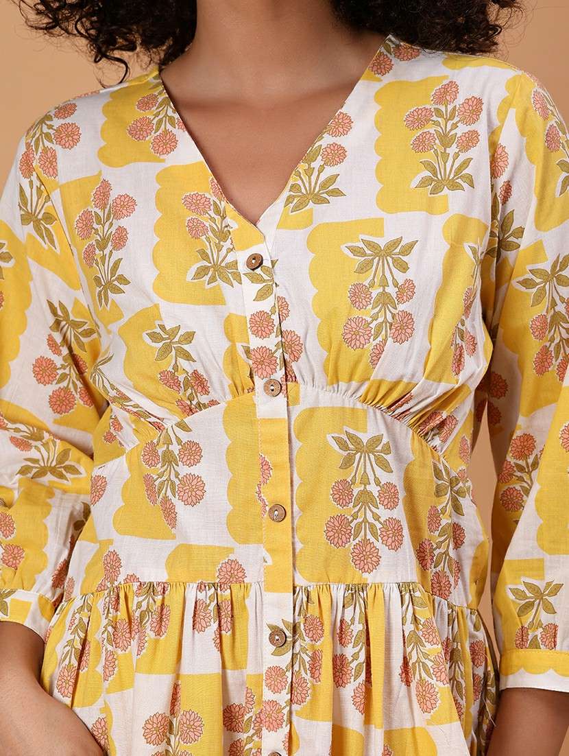 women printed three quarter sleeve a-line dress - 21934103 -  Standard Image - 5