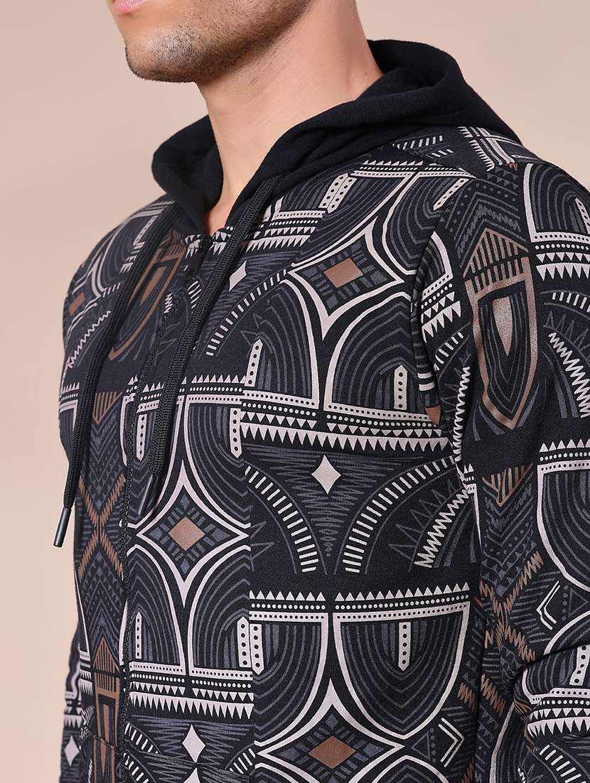 men all over print long sleeve hooded sweatshirt - 21934211 -  Standard Image - 3