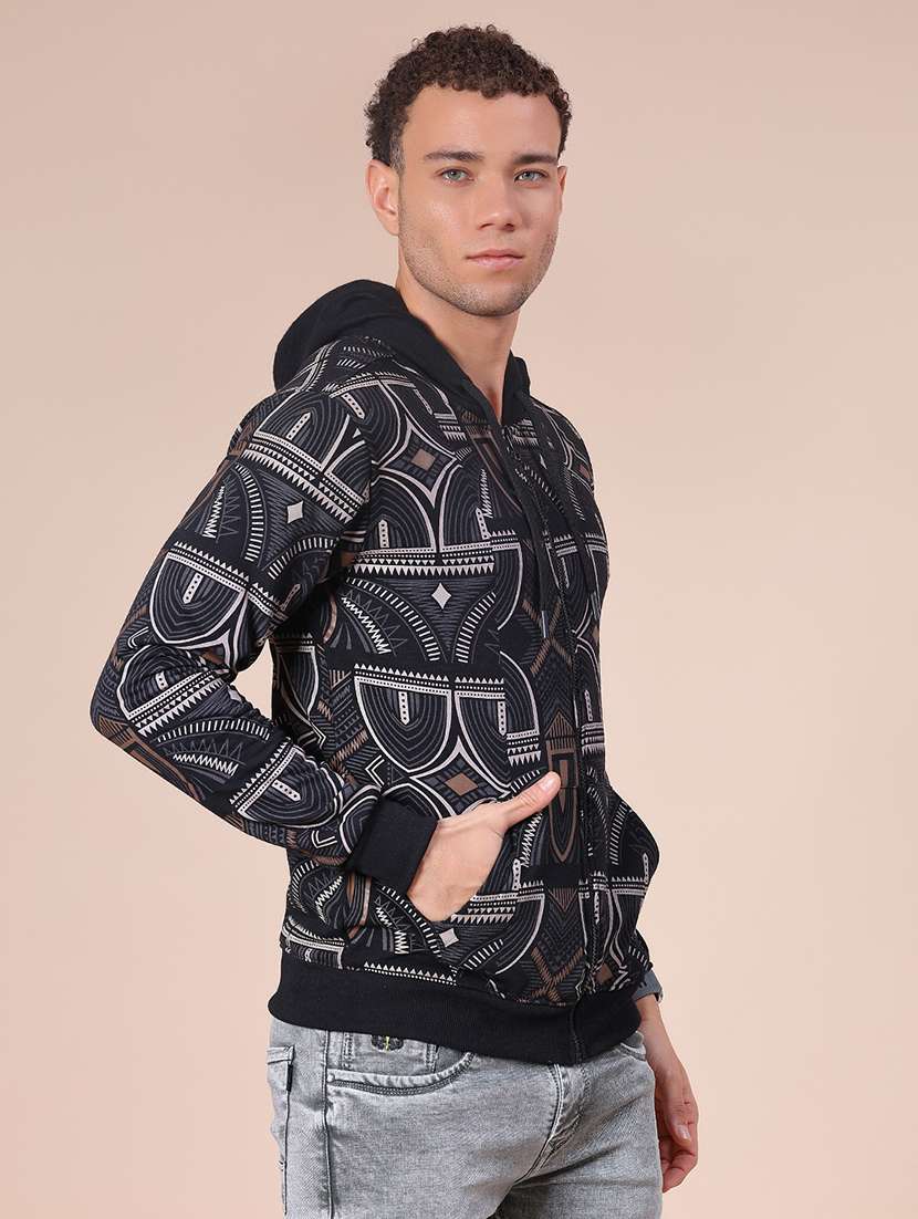 men all over print long sleeve hooded sweatshirt - 21934211 -  Standard Image - 5
