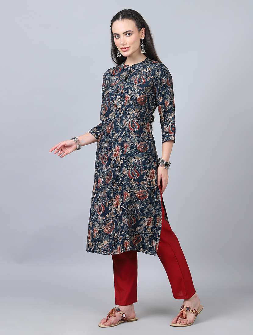 women three quarter sleeve kurta pant set - 21934283 - Zoom Image - 0