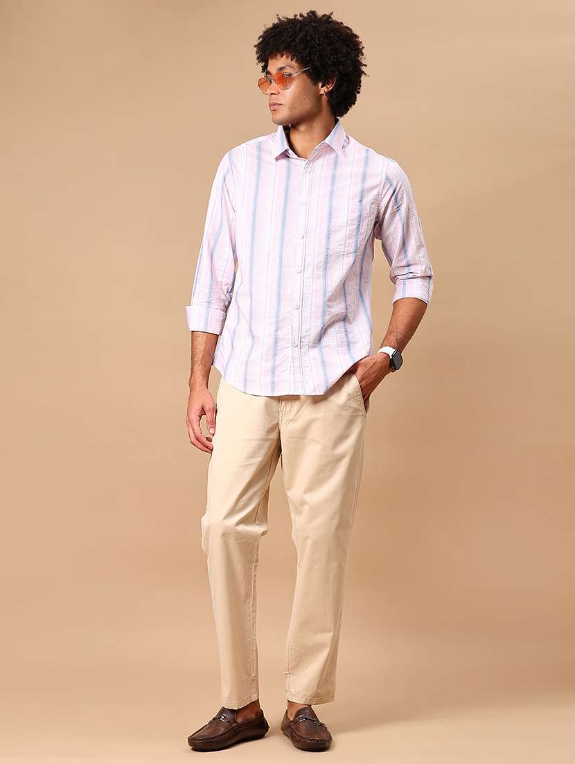 men striped long sleeve regular fit casual shirt - 21934306 - Standard Image - 5