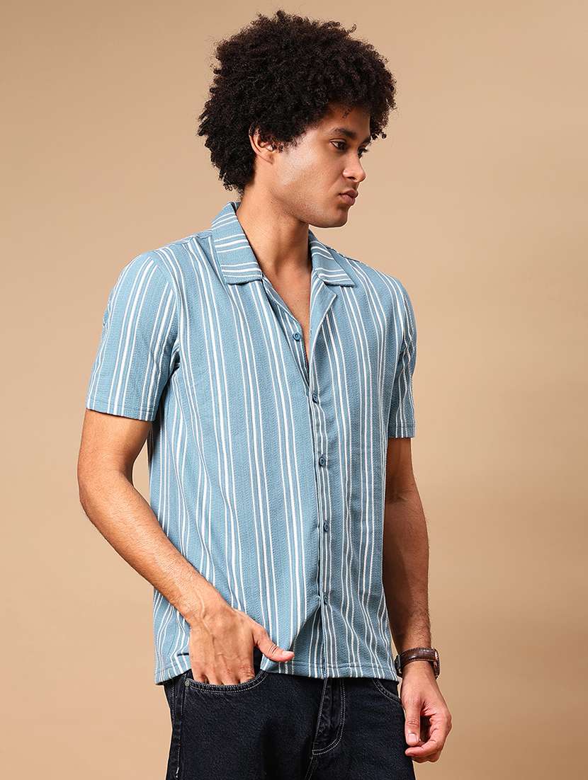 men striped short sleeve casual fit casual shirt - 21934307 - Standard Image - 3