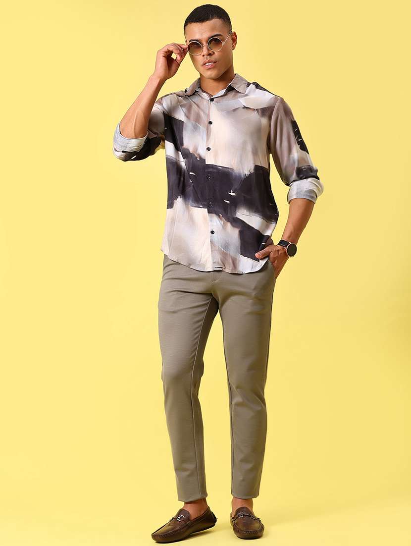 men abstract long sleeve regular fit casual shirt - 21934311 -  Standard Image - 5