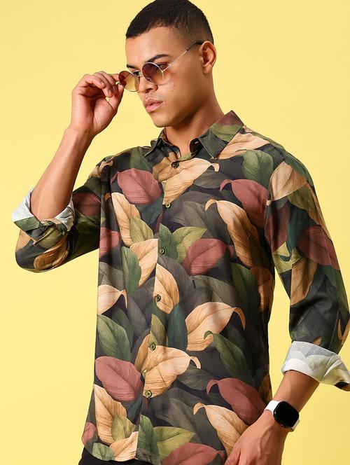 men printed long sleeve regular fit casual shirt - 21934312 - Standard Image - 0