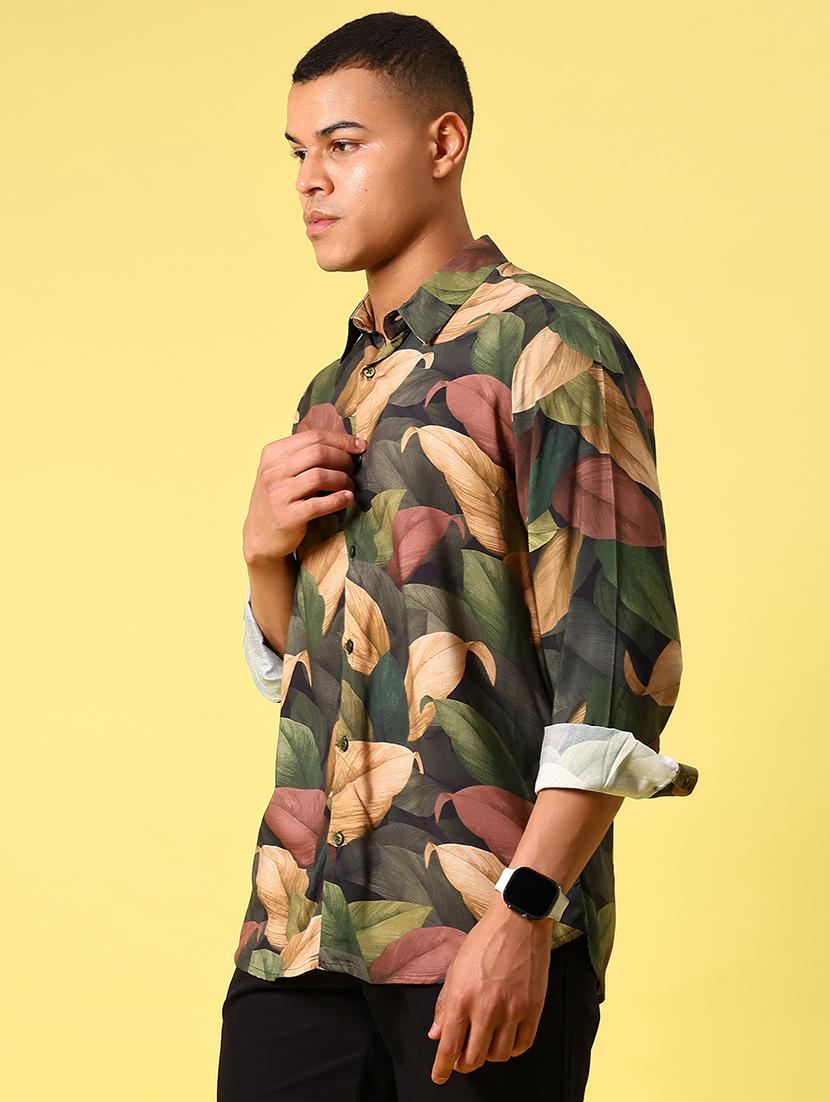 men printed long sleeve regular fit casual shirt - 21934312 - Standard Image - 3