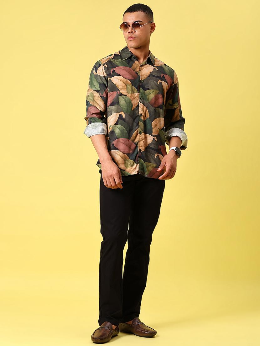 men printed long sleeve regular fit casual shirt - 21934312 - Standard Image - 5