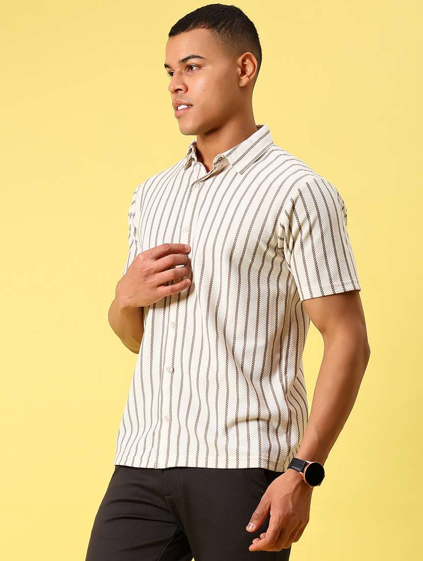 men striped short sleeve casual fit casual shirt - 21934313 - Standard Image - 3