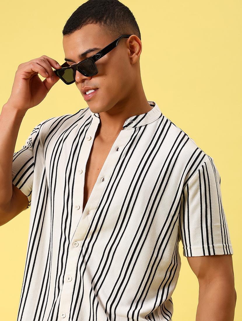 men striped short sleeve casual fit casual shirt - 21934314 - Zoom Image - 0