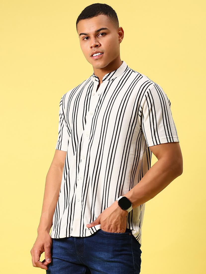 men striped short sleeve casual fit casual shirt - 21934314 - Standard Image - 3