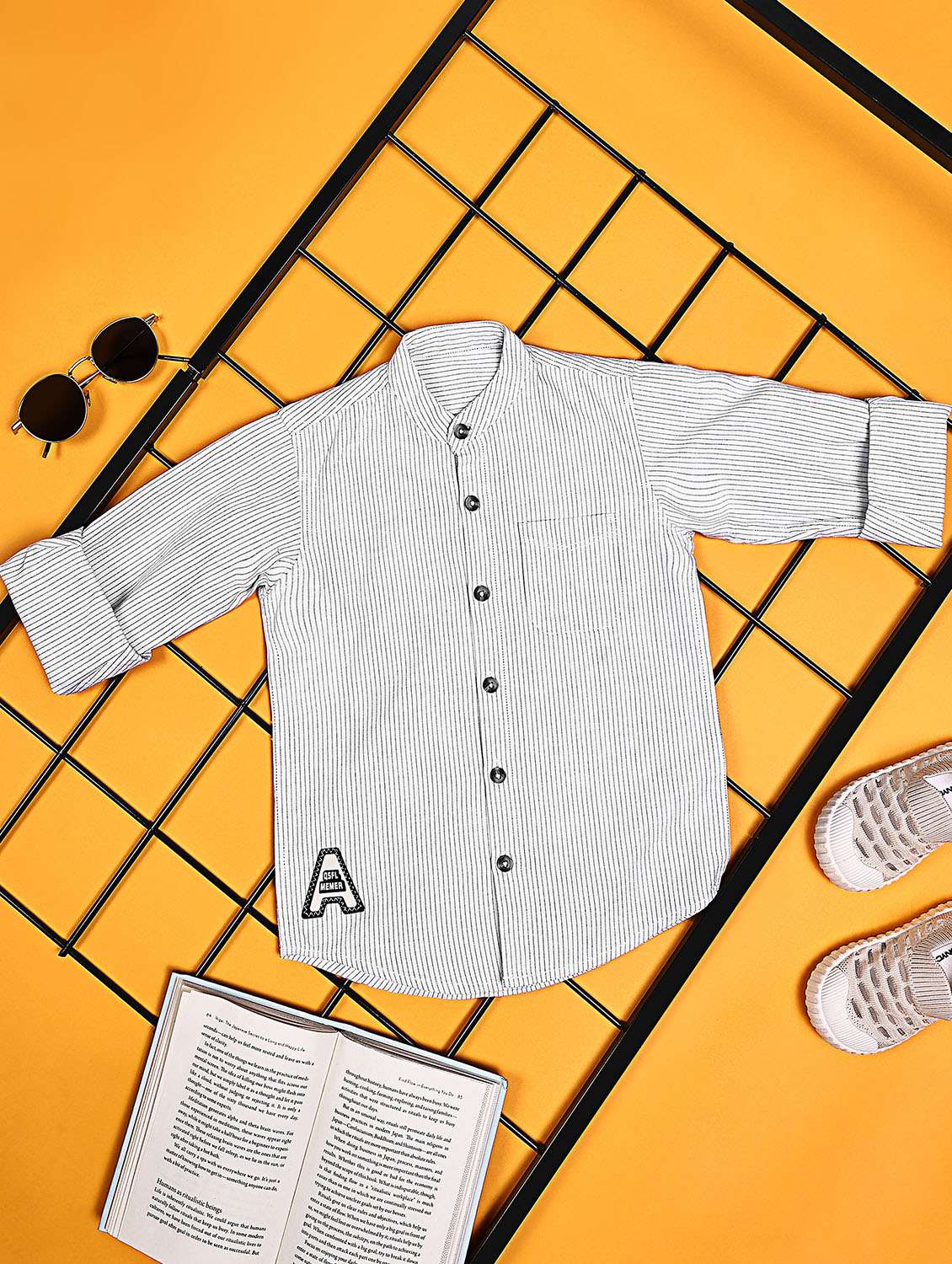 boys striped long sleeve casual shirt