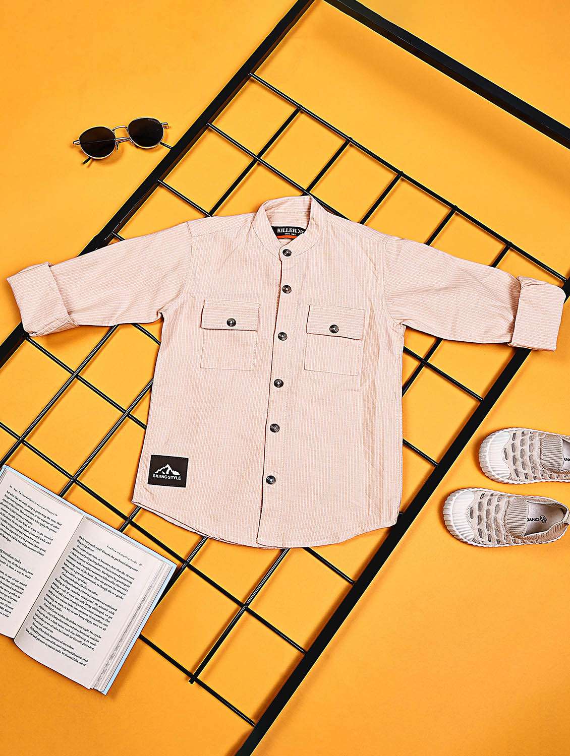 boys striped long sleeve casual shirt