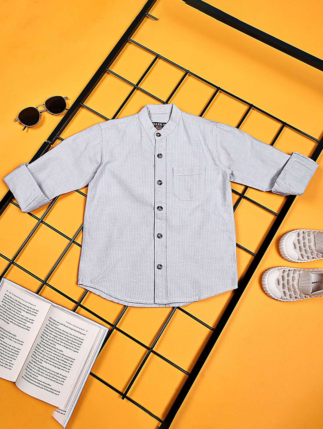 boys striped long sleeve casual shirt