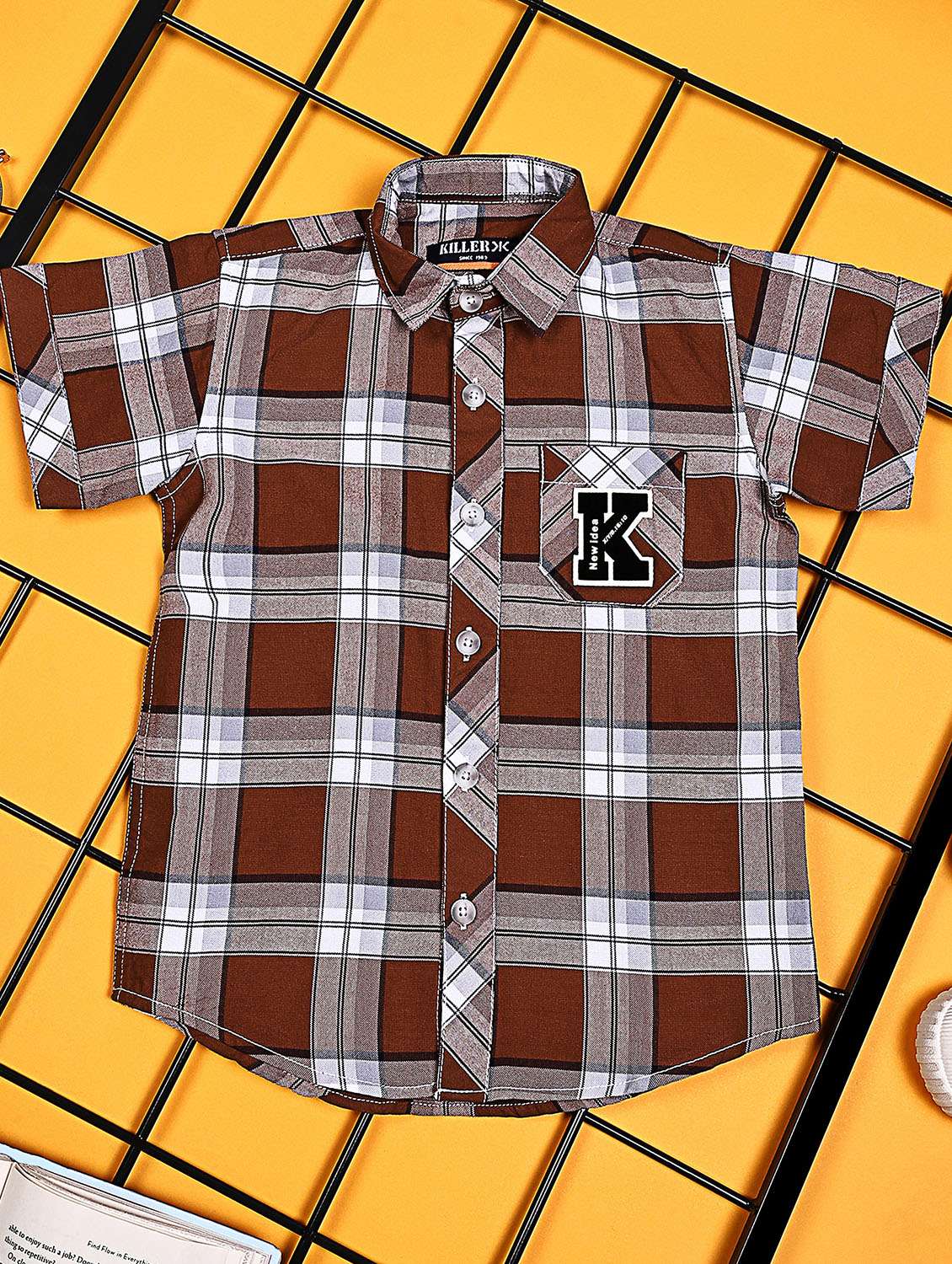 boys checkered short sleeve casual shirt