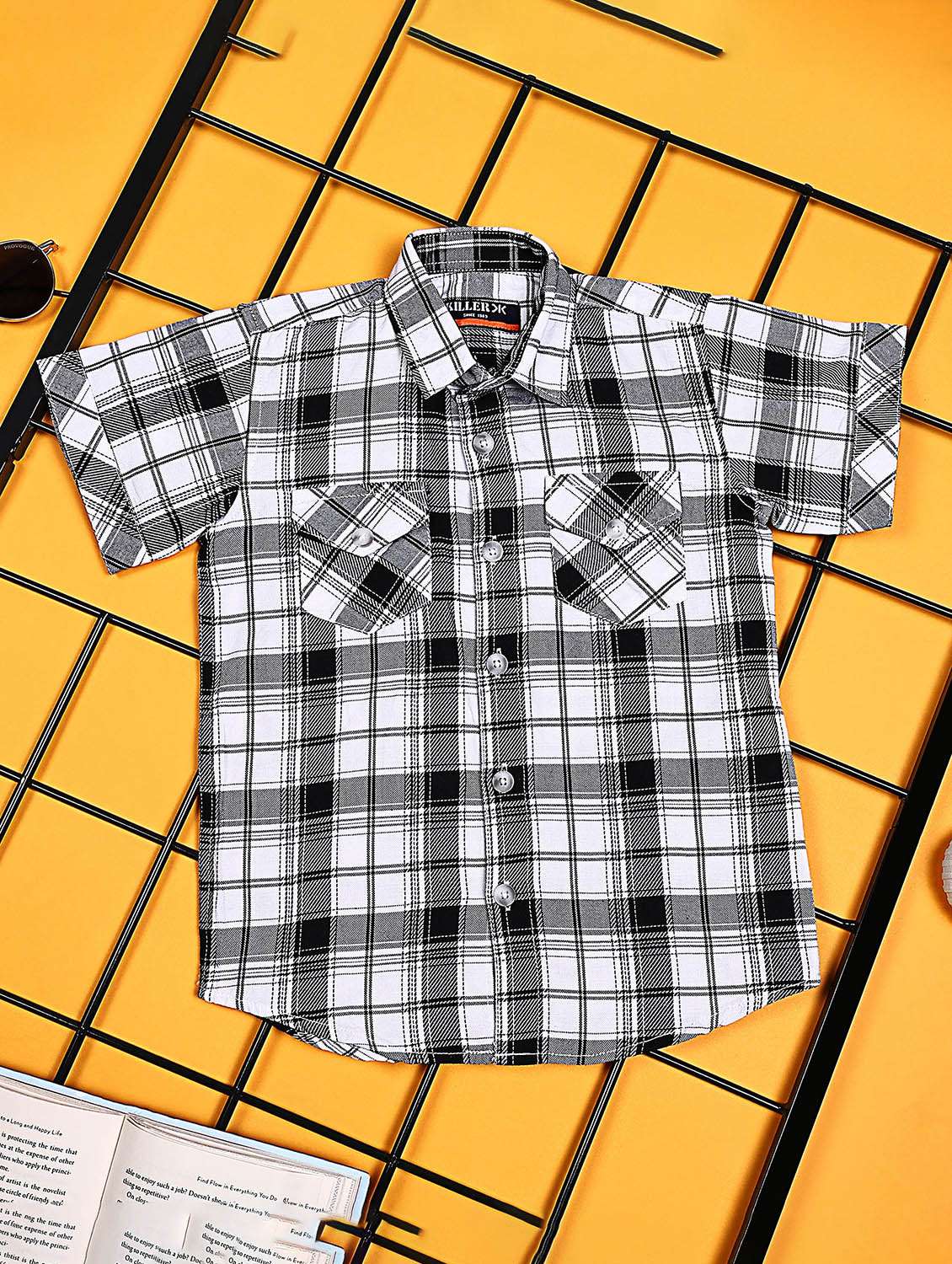 boys checkered short sleeve casual shirt