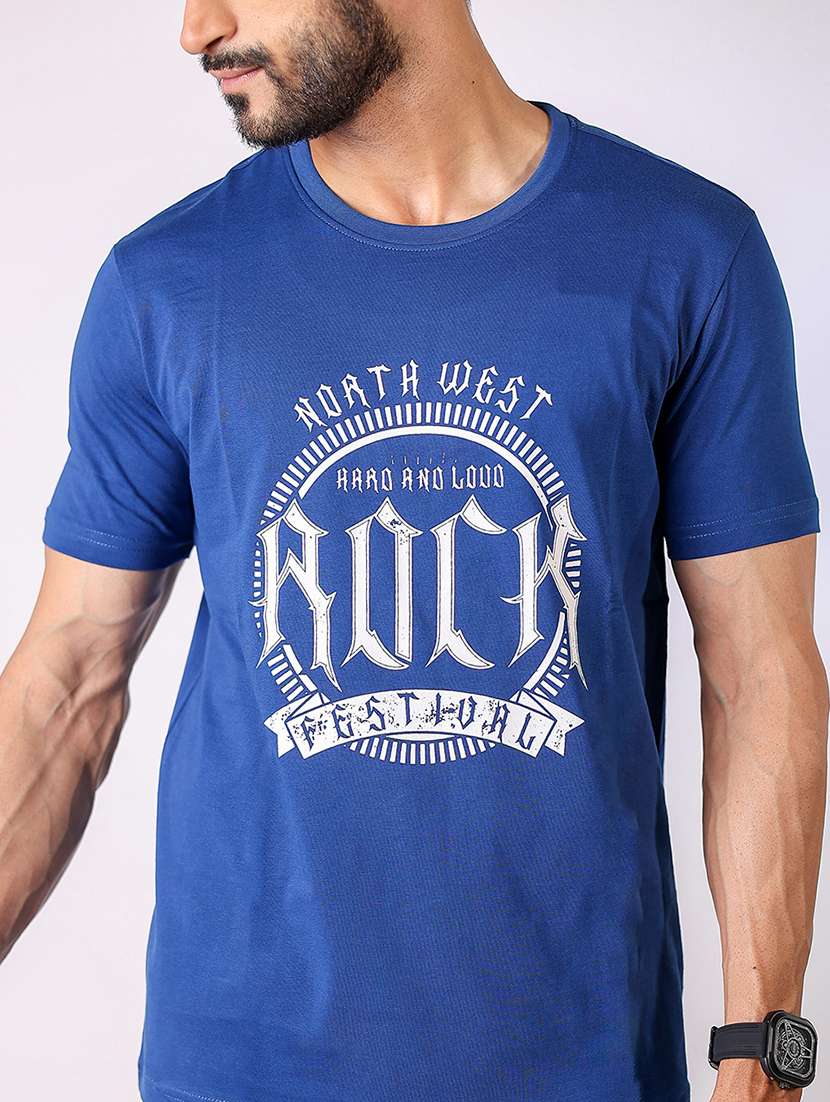 men front print round neck regular fit t-shirt - 21934730 - Standard Image - 3