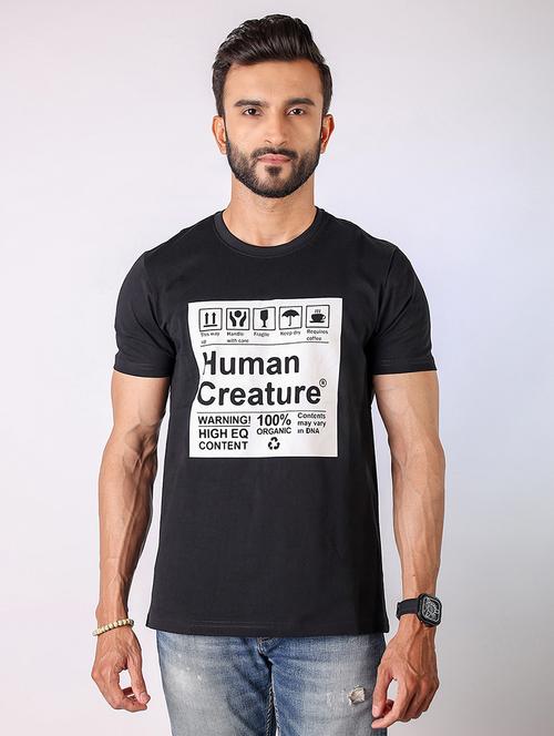 men front print round neck regular fit t-shirt - 21934735 - Standard Image - 0