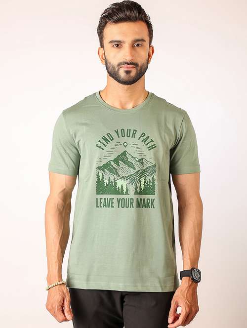 men front print round neck regular fit t-shirt - 21934738 - Standard Image - 0