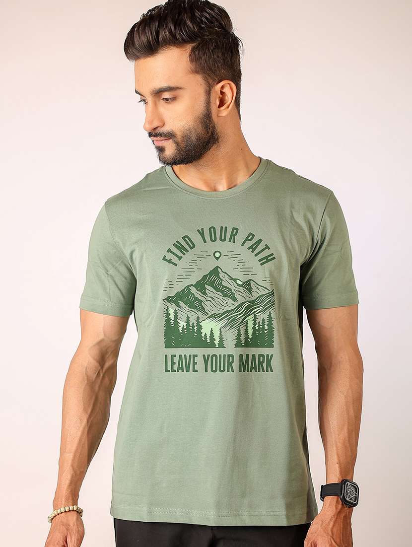men front print round neck regular fit t-shirt - 21934738 - Standard Image - 3