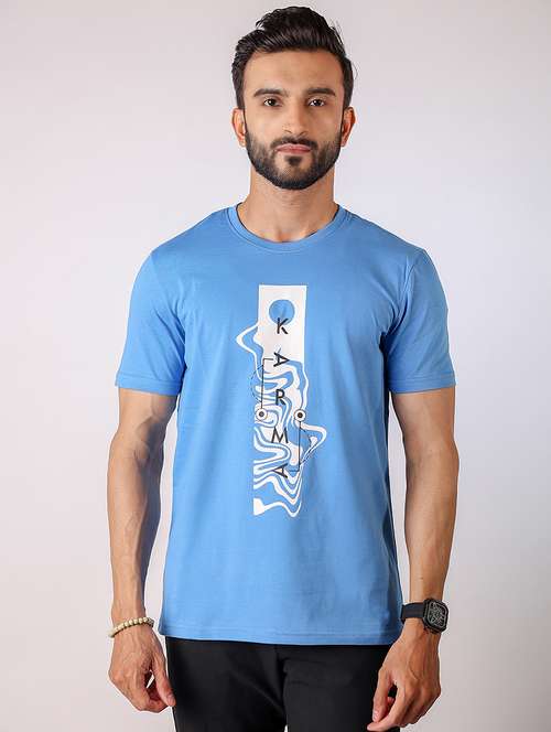 men front print round neck regular fit t-shirt - 21934746 - Standard Image - 0
