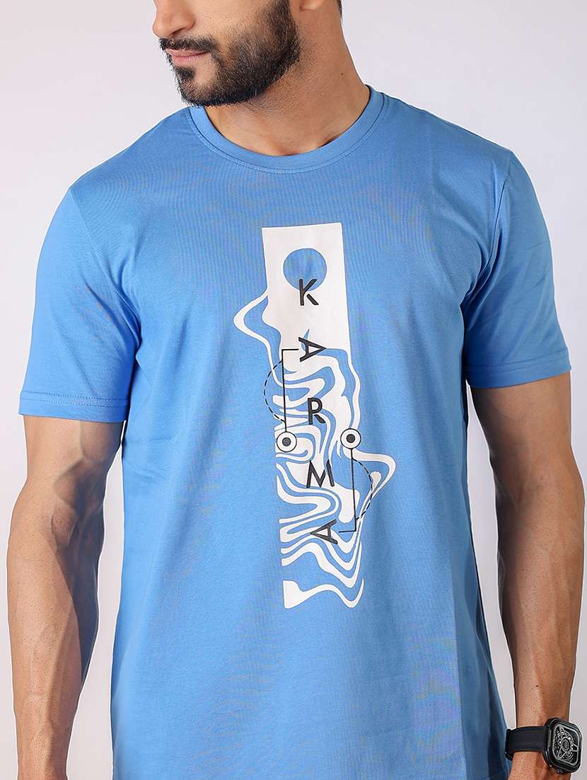 men front print round neck regular fit t-shirt - 21934746 - Standard Image - 3