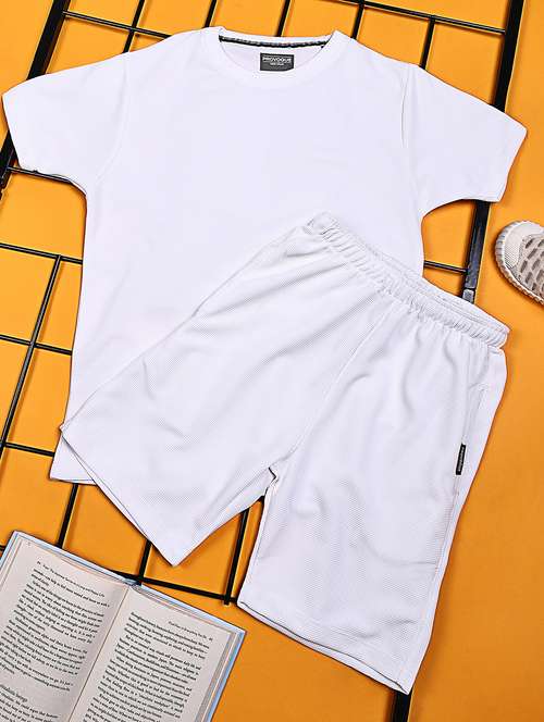 boys solid shirt & shorts co-ords set - 21934752 -  Standard Image - 0