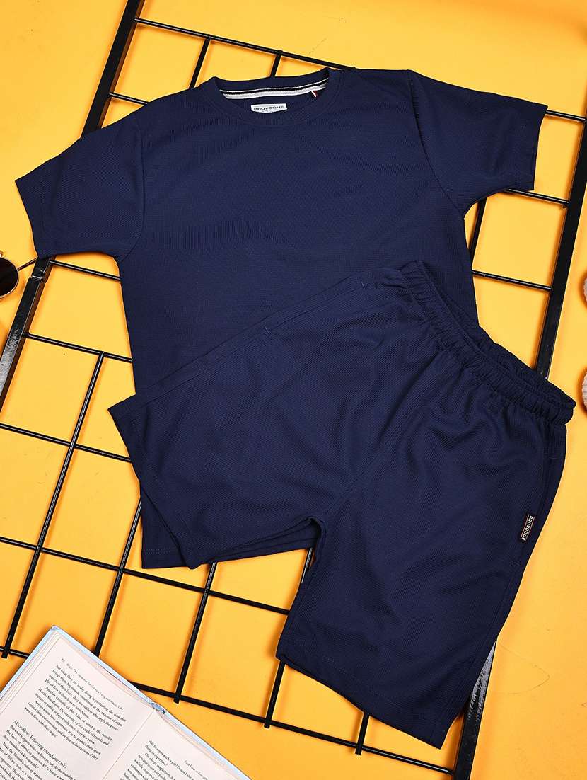 boys solid shirt & shorts co-ords set - 21934753 - Zoom Image - 0