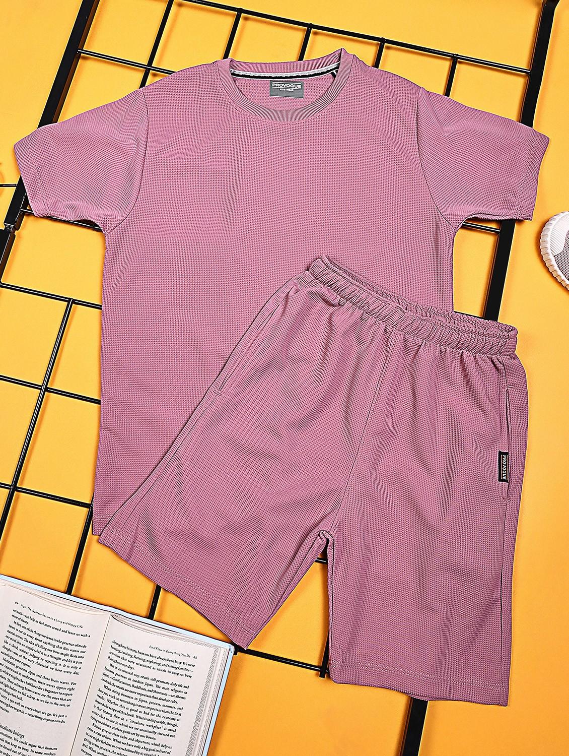boys solid shirt & shorts co-ords set - 21934754 - Zoom Image - 0