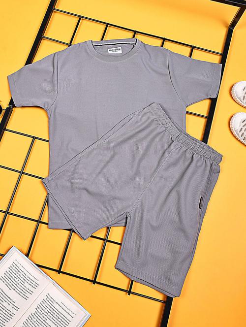 boys solid shirt & shorts co-ords set - 21934755 -  Standard Image - 0