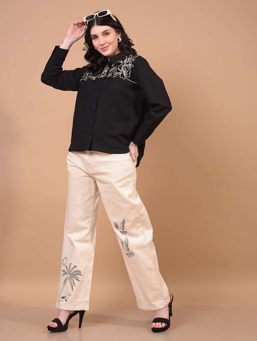 women embroidered collared puff sleeve shirt - 21934758 -  Standard Image - 5