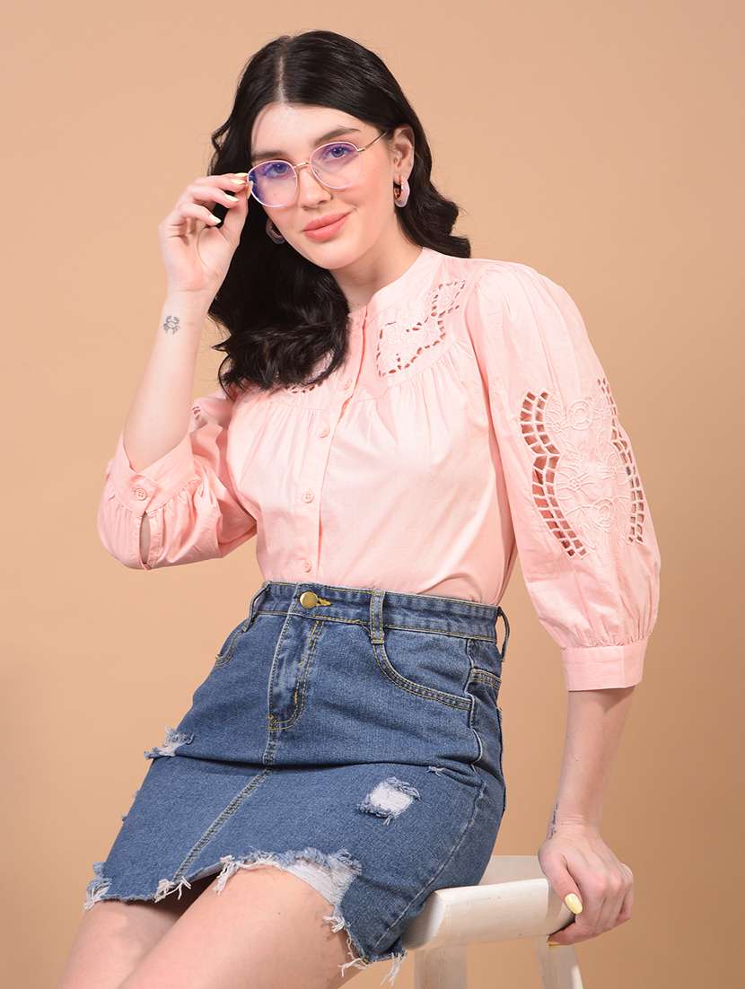 women embroidered puff sleeve shirt - 21934760 - Zoom Image - 0