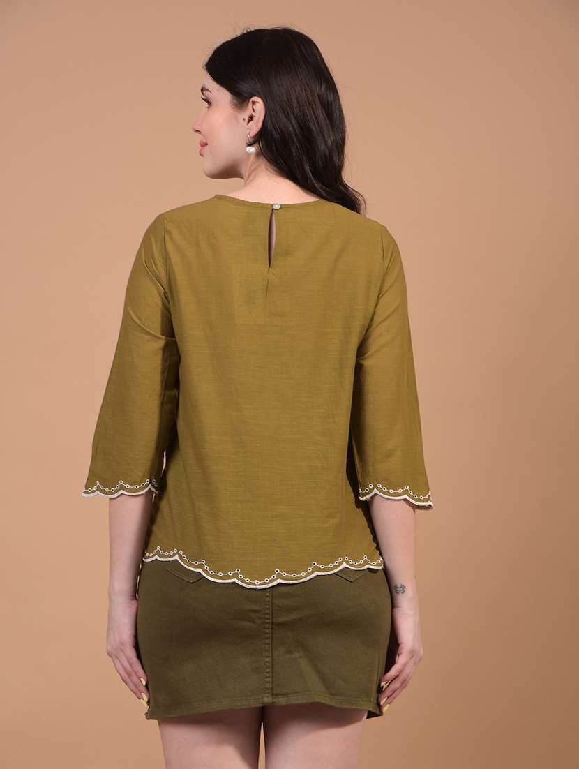 women embroidered round neck regular top - 21934761 -  Standard Image - 3