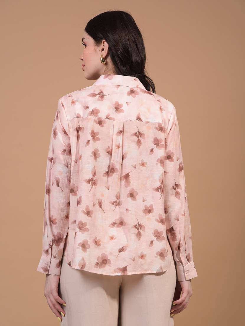 women floral printed collared puff sleeve shirt - 21934763 -  Standard Image - 3