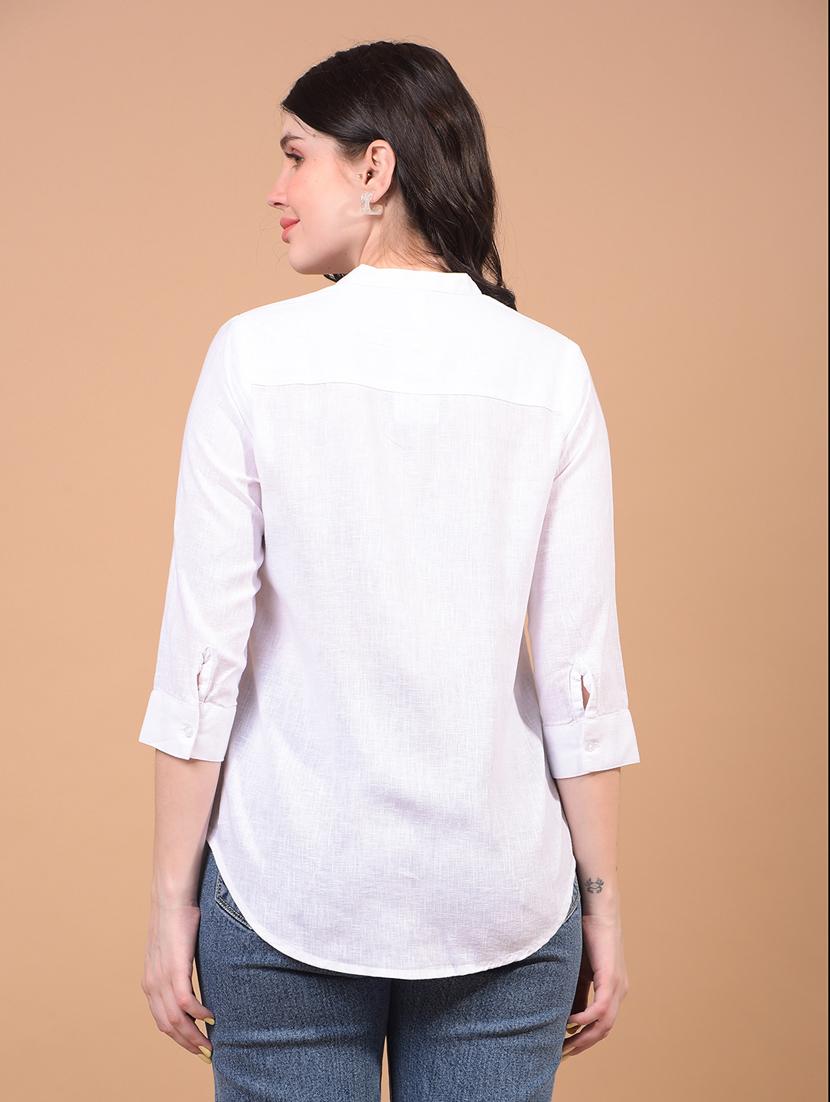 women solid collared long sleeve shirt - 21934772 - Standard Image - 3