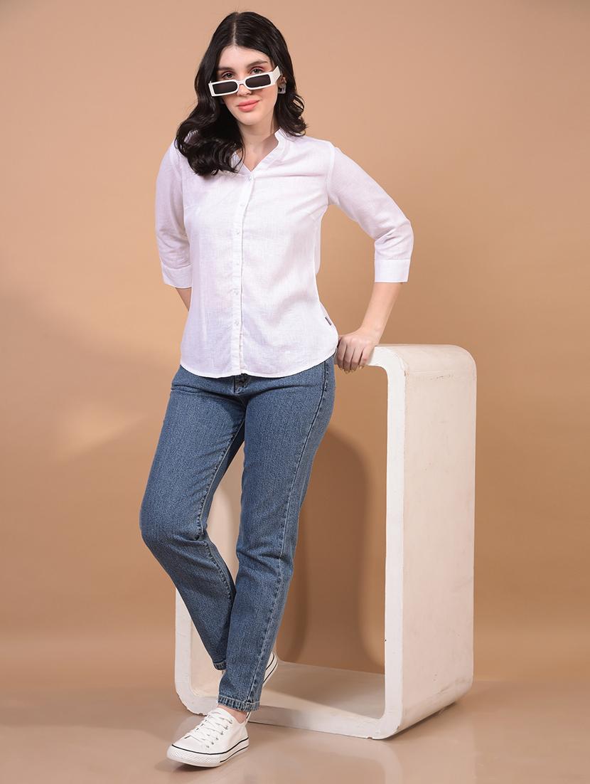 women solid collared long sleeve shirt - 21934772 - Standard Image - 5