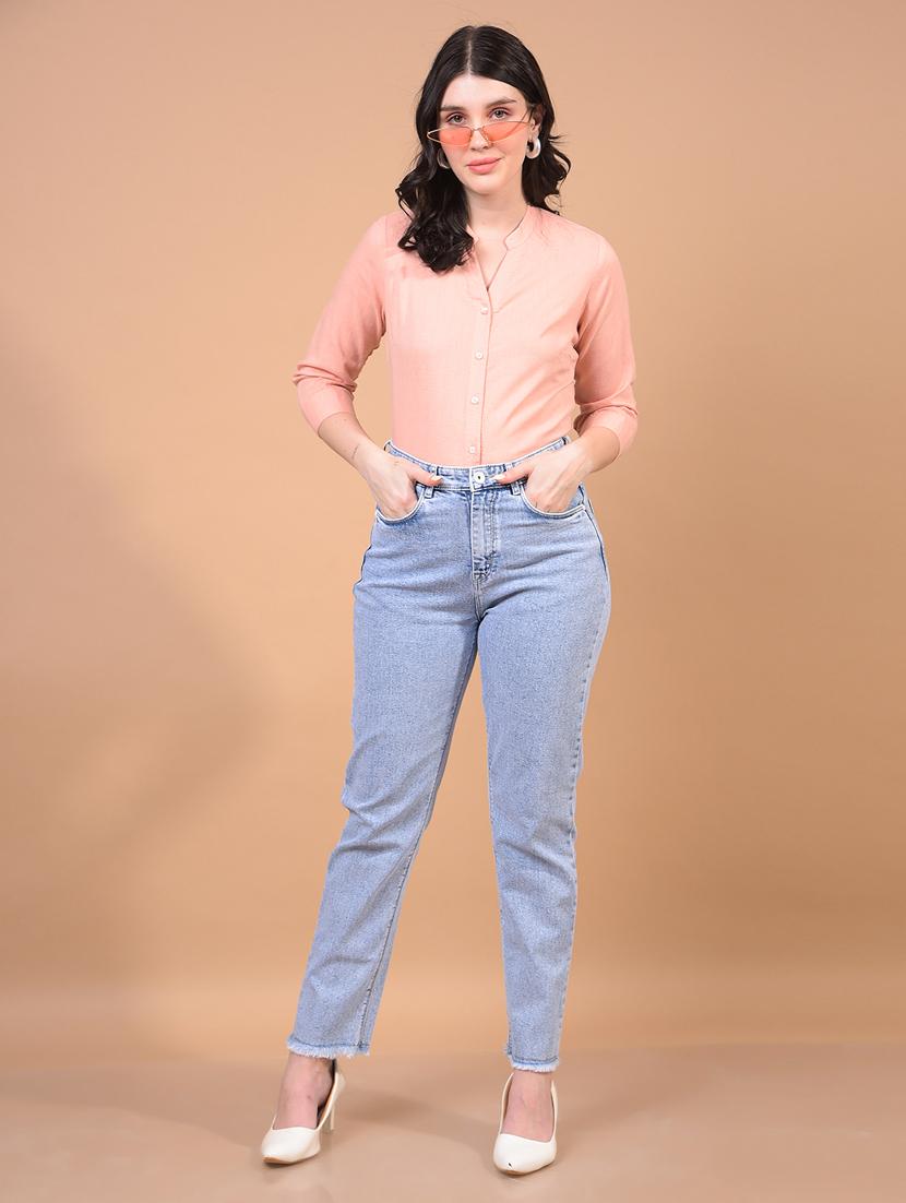 women solid mandarin neck regular shirt - 21934773 - Standard Image - 5