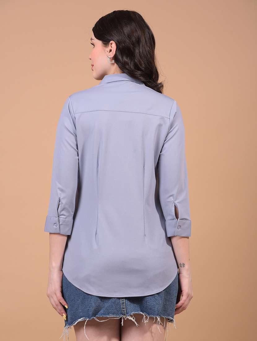 women solid collared regular shirt - 21934777 - Standard Image - 3